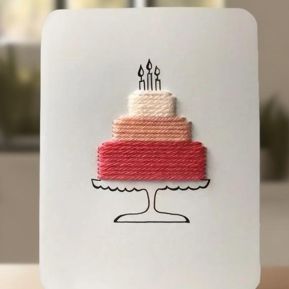 【자수 축하 카드】생일 케이크
