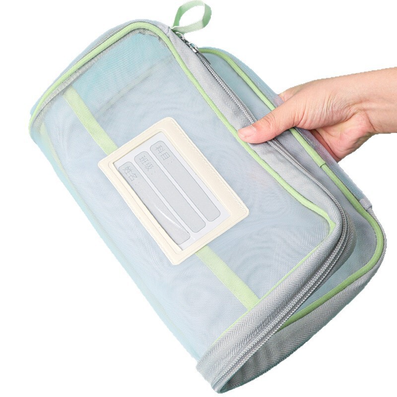 卸売3層ナイロンメッシュ分類主題L字型大開口ブック収納袋学生試験用紙ファイルバッグ|undefined