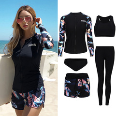 Korean new long-sleeved swimsuit, women's split trousers, sun protection diving suit, slimming belly cover suit, jellyfish suit, surfing suit