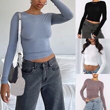 S 73615 Round Neck Long Sleeve T-Shirt ��׳���T�� ����
