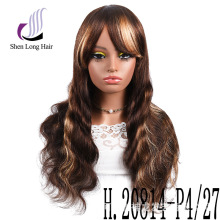 假发工厂human hair wigs with bang 人发机制头套P4/27#直条body