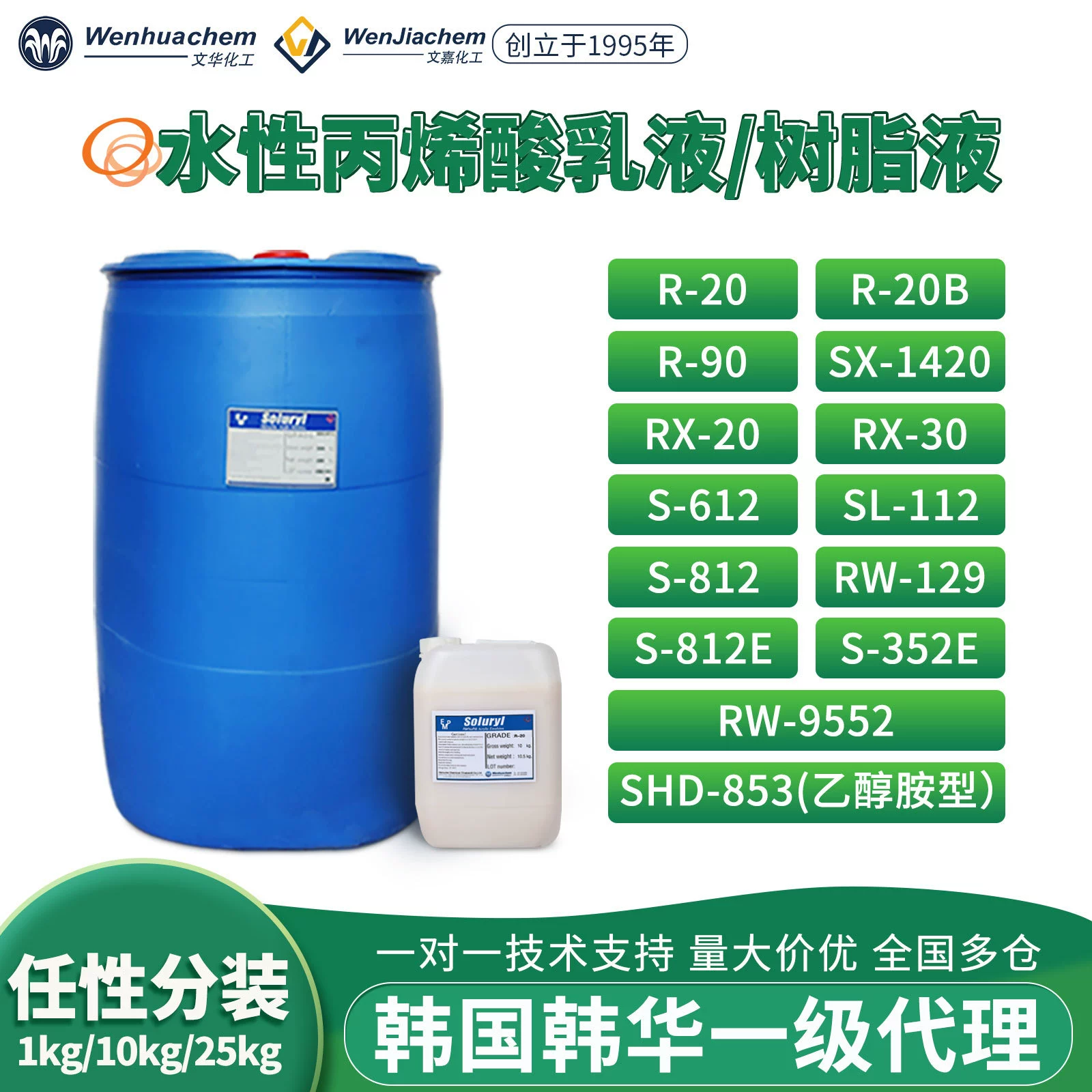 Генеральный агент образца Hanhua водной акриловой смолы эмульсии смола жидкость древесная краска чернила пленка лак масло