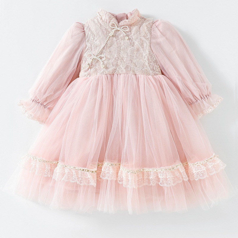 girl Wedding dress children Plush Princess Dress full dress Autumn and winter Long sleeve Dress Autumn David new pattern Western style