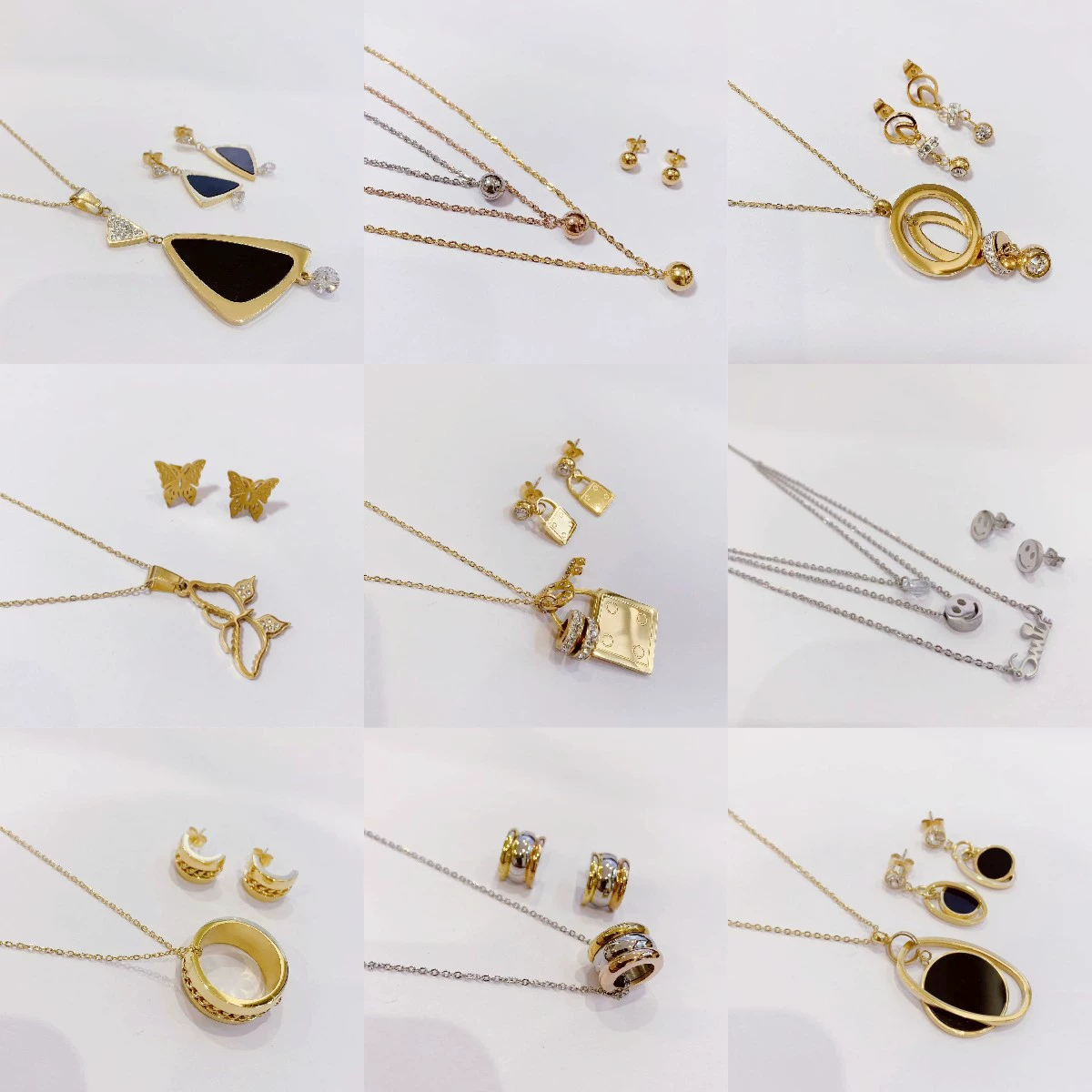 Новый стиль Популярный модный легкий роскошный элегантный милый мультфильм ожерелье из титановой стали серьги костюм женский простой Универсальный