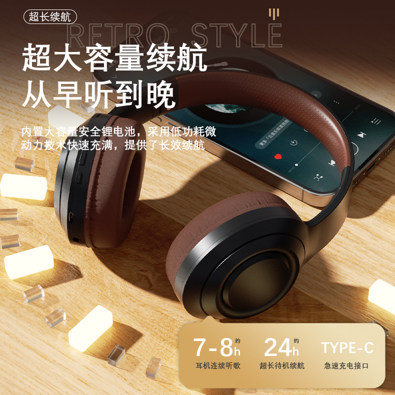 Auriculares Bluetooth inalámbricos DR58 explosivos transfronterizos, duración de la batería ultralarga, auriculares retro con reducción de ruido, en stock