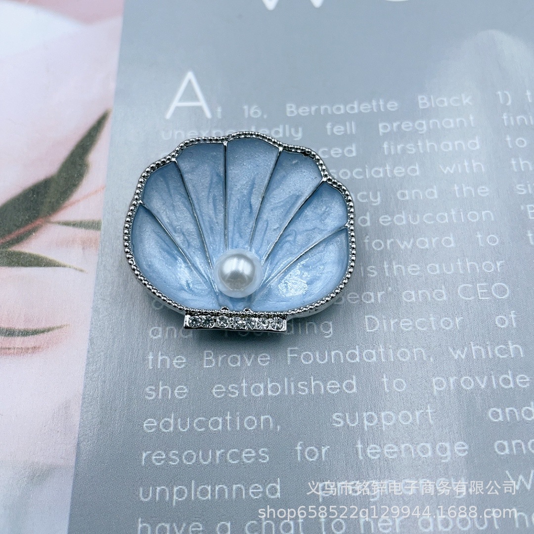 Korean creative enamel pearl shell brooch simple elegant ocean scallop brooch in stock wholesale