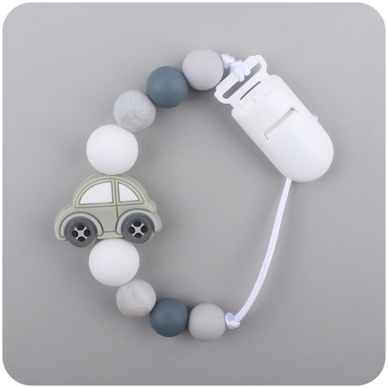 Bebé chupete de plástico clip DIY bebé chupete Cadena de dibujos animados camión de bomberos chupete cuerda de silicona Amazon