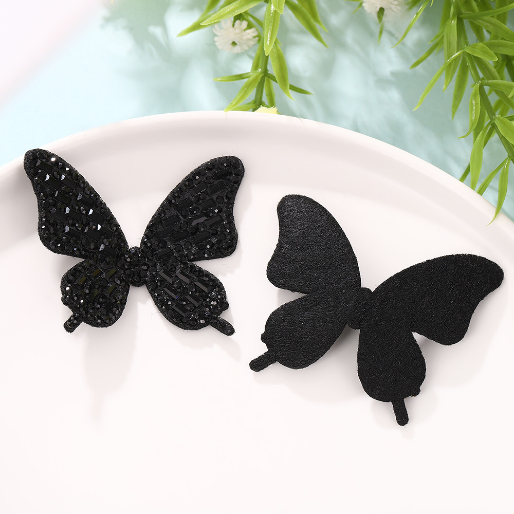 韩系满钻黑蝴蝶烫钻贴片DIY儿童饰品烫图配件手工箱包服饰补丁贴
