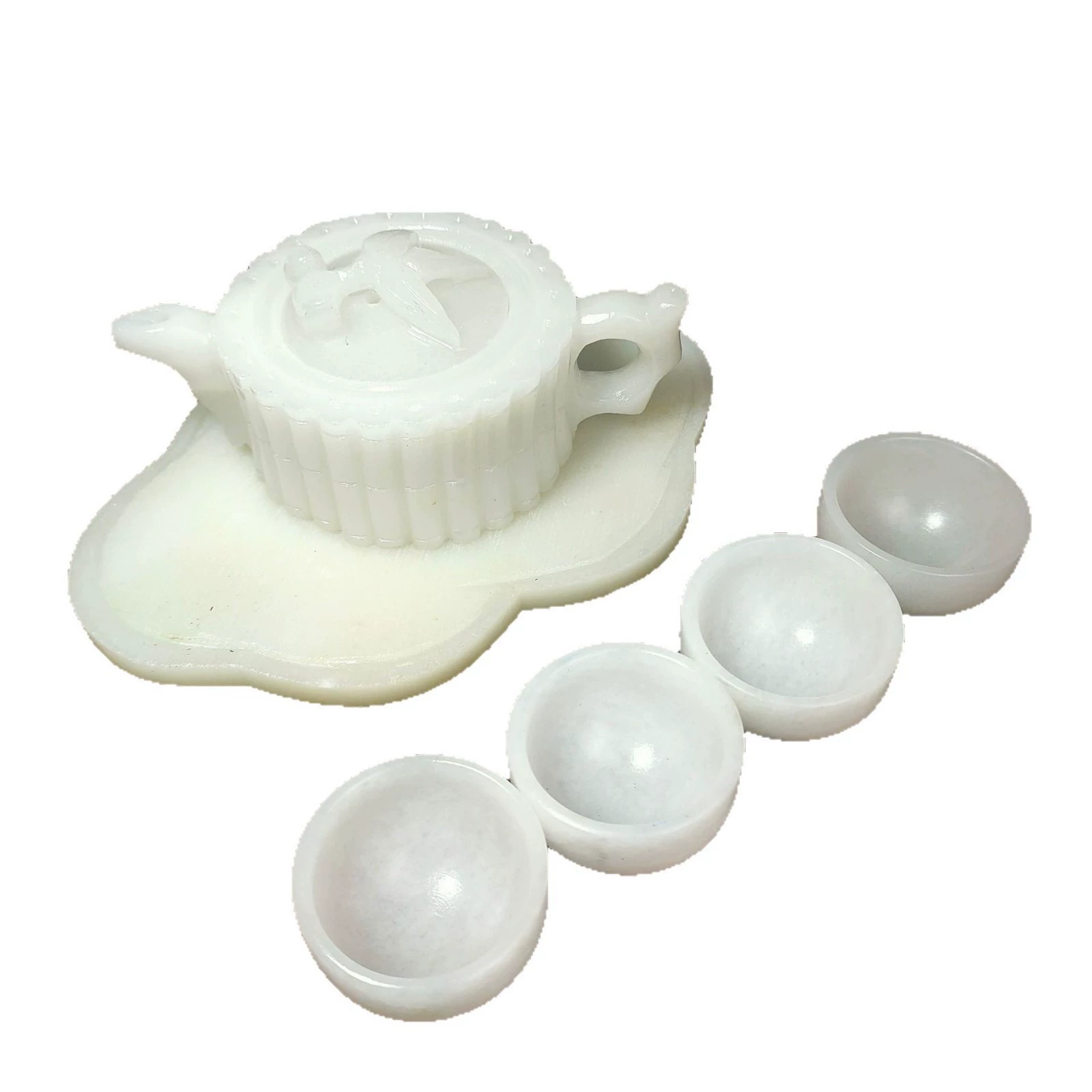 Tea set white jade, teapot, high-end tea cup, Birthday gift