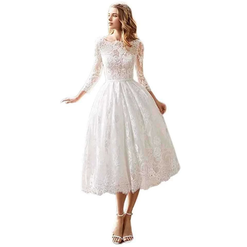 Amazon cross-border lace heavy-duty wedding dress, high-waisted, foreign trade, elegant and fashionable long gown, vintage forest style with a high-end feel