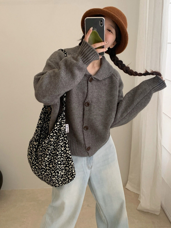 木四 翻领毛衣外套女2025秋冬季新款设计感小众针织开衫厚M6690|undefined