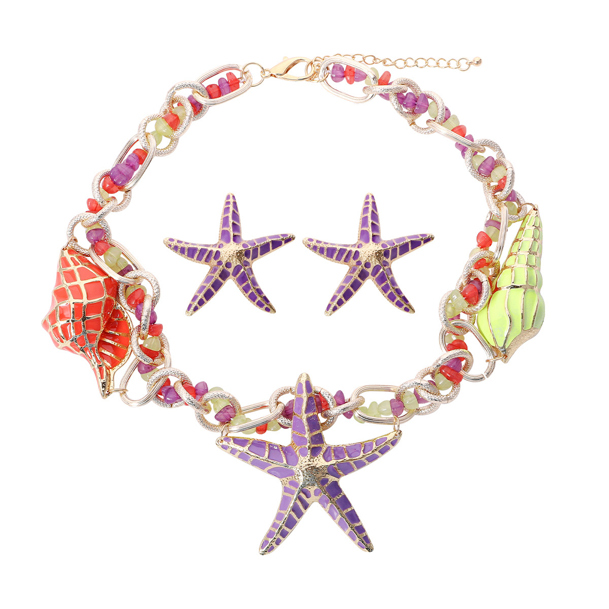 Fashion Starfish Alloy Enamel Womenu0027S Earrings Necklace