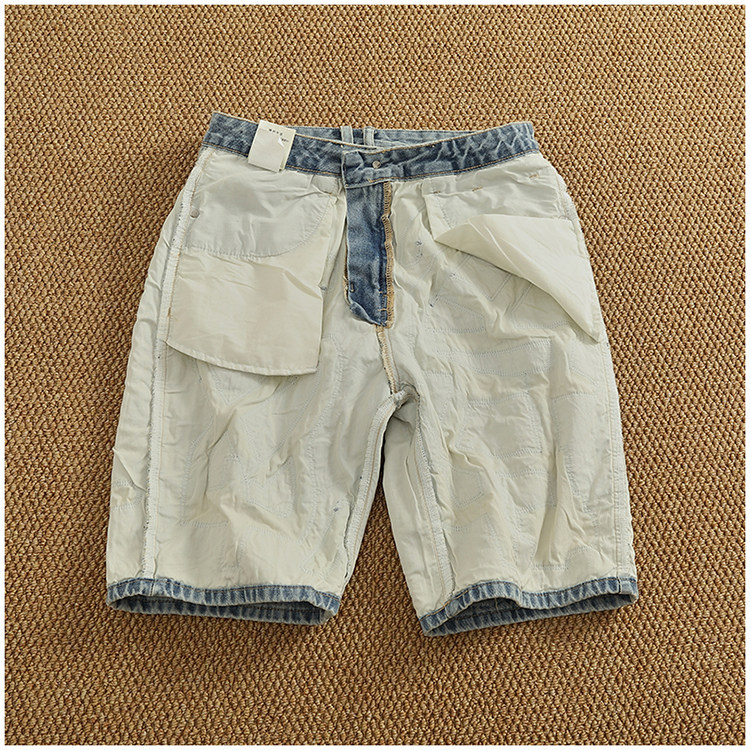 Men's Light Blue Distressed Denim Shorts Relaxed Fit Casual Summer Shorts 5-Inch Inseam_viptrois.com
