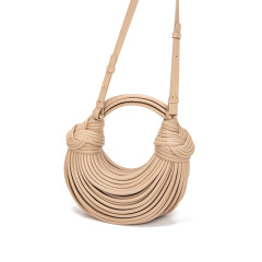 跨境新款2024時尚手工編織手提女包小眾打結麵條包手拎腋下餃子包