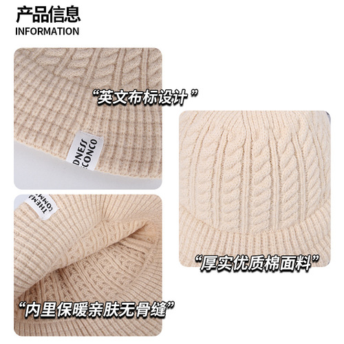 Knitted fisherman hat for women Korean version sweet and versatile bucket wool cold hat warm ear protection small knitted basin hat showing face