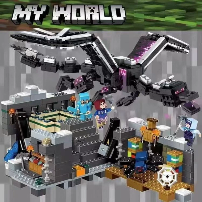 2024 совместимо с Lego Minecraft строительные блоки парень заканчивает дракона битва детские сборочные игрушки