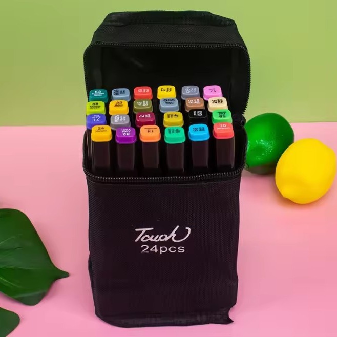 Marcador de dos cabezas para arte, color impenetrable, impermeable y no se desvanece, pincel para estudiantes, bolígrafo de color aceitoso para estudiantes de escuela primaria