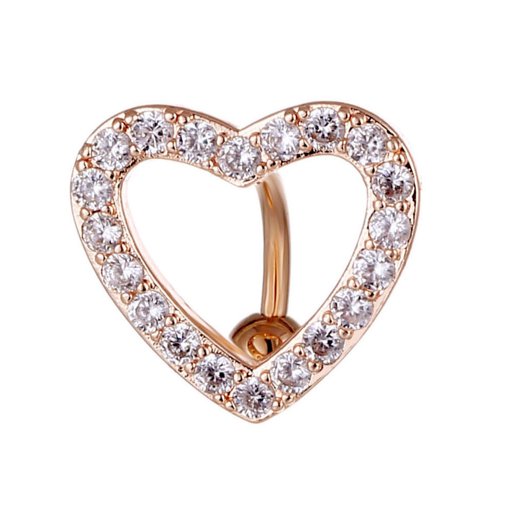 Fashion Heart Shape Copper Inlaid Zircon Unisex Belly Ring 1 Piece display picture 1