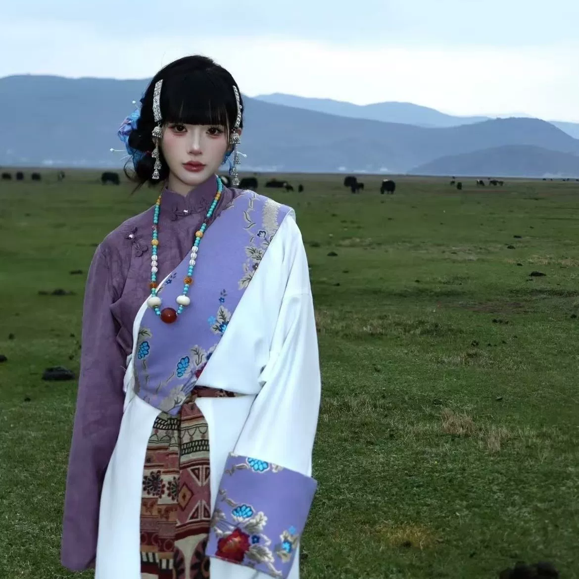 Новая тибетская одежда для путешествий, супер фея, тибетский халат, тибетская одежда, Лхаса, этническая одежда в тибетском стиле Юньнань, одежда для фотосъемки