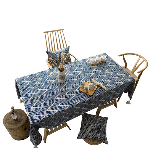 Japanese cotton and linen fabric trendy Instagram coffee table runner Nordic geometric modern light luxury literary home tea table cover