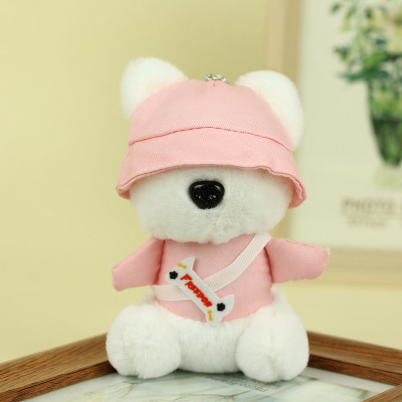 Moda fresco dibujos animados cachorro felpa muñeca juguete llavero colgante mujer linda muñeca pareja mochila colgante regalo