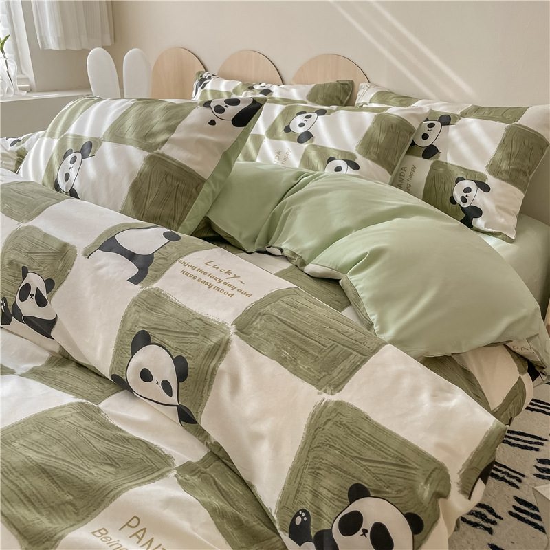 Cama de algodón de cuatro piezas 100 cubierta de sábanas de algodón cubierta de sábanas de dormitorio de estudiantes de tres piezas con camas Kasa4