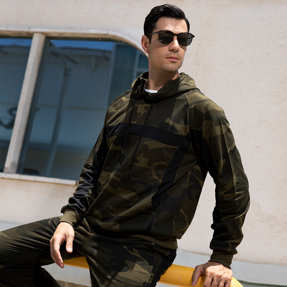 Vêtements pour femmes Costumes de sport décontractés pour hommes automne et hiver nouveaux hommes 2022 camouflage lâche grande taille cardigan à capuche costume deux pièces_voghion.com