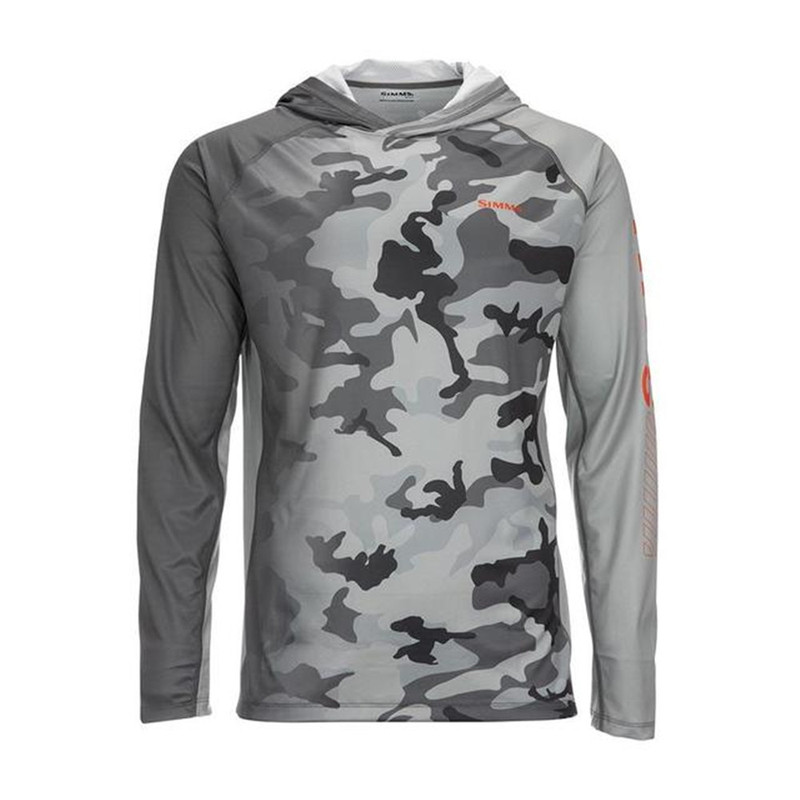 Simms Fishing Clothing, Lure Camouflage Sun Protection Clothing, Outdoor Fishing Clothing, Summer Long-Sleeved Hoodie, Breathable T-Shirt Top