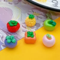 Смола Аксессуары DIY имитация трехмерного фруктового материала яблоко ананас мангустин крем крем для волос игрушки чашка наклейки