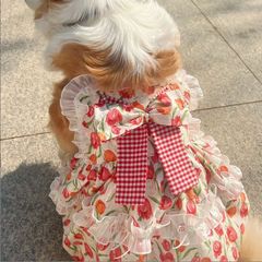 春夏宠物中大型犬公主风复古花边裙背心式狗狗猫咪衣服萨摩耶金毛