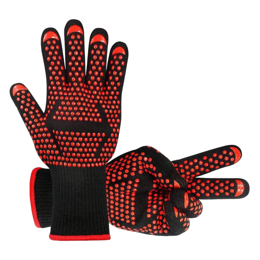 Amazon en stock barbacoa guantes llama barbacoa guantes silicona antideslizante horno resistente al calor 500-800 grados guantes