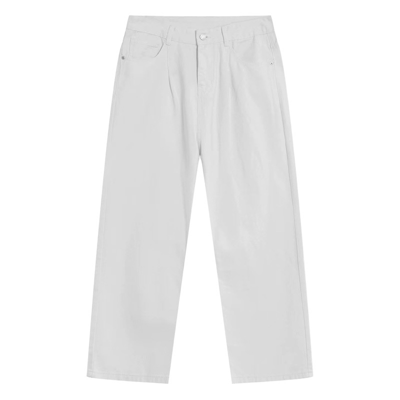 Nirben Denim | Pantalones rectos sueltos de pierna ancha sueltos de color sólido de estilo coreano en vivo