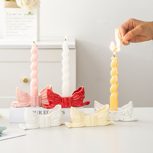 Cross-border Ins Style Atmosphere Creative Home Decorations Ornaments Long Rod Aromatherapy Candle Bow
