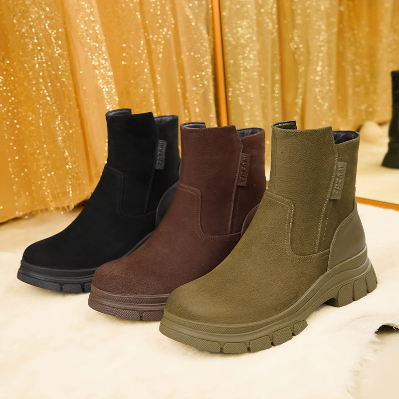 Тёплая нескользящая комфортная обувь на платформе, low boots