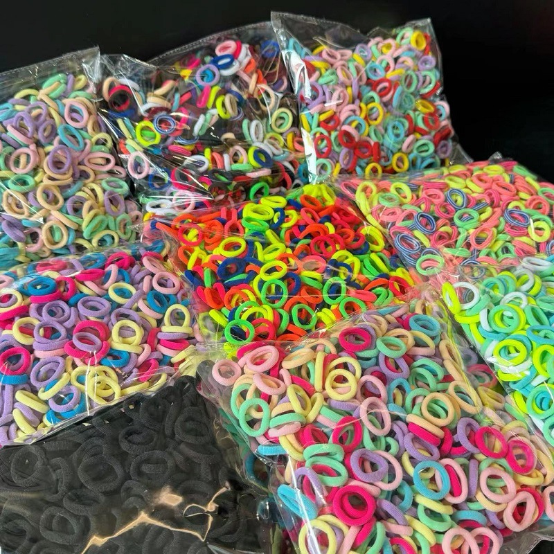 500 Packs Seamless Towel Ring Children's Rubber Band Baby Hair Band Does Not Harm Hair Rope Thumb Ring Girls' Head Rope