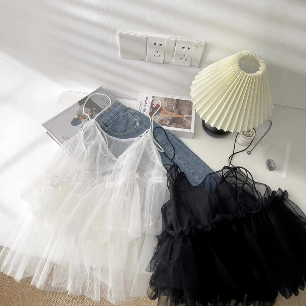 Французский бант со слоями сетчатого пояса камзол жилет женский 2025 деревянный грив