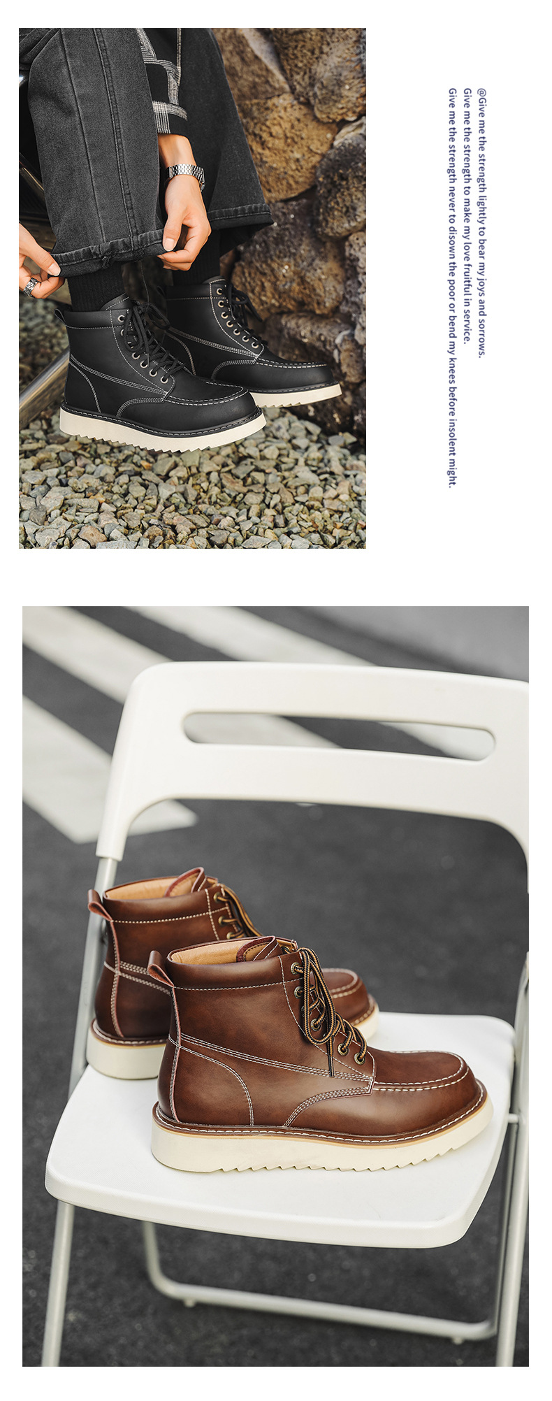 Herren Martin Boots Mit Dicker Sohle Für Outdoor Und Arbeit_voghion.com