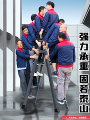 2F Household Folding Aluminum Alloy A-Frame Ladder with Double Sides for Attic Access, Heavy-duty Reinforced Construction