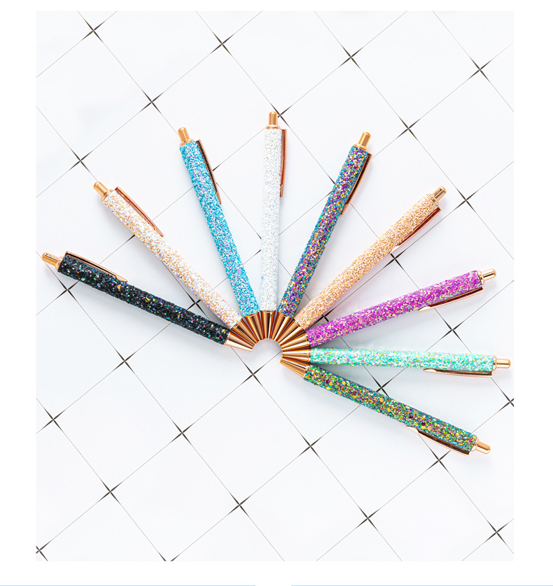Cute Cartoon Multicolor Sequins Retractable Pressing Ballpoint Pen  1 Pcs display picture 1