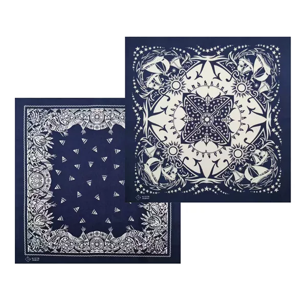 New Cotton Navy Blue Printed Square Scarf Hip-Hop Street Dance Outdoor Cycling Sports Sailing Multi-Functional Face Scarf