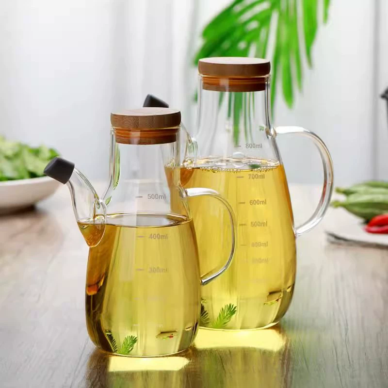 Cross-border supply of high borosilicate glass oil storage kettle with scale and controllable oil kettle for kitchen organization soy sauce and vinegar bottles