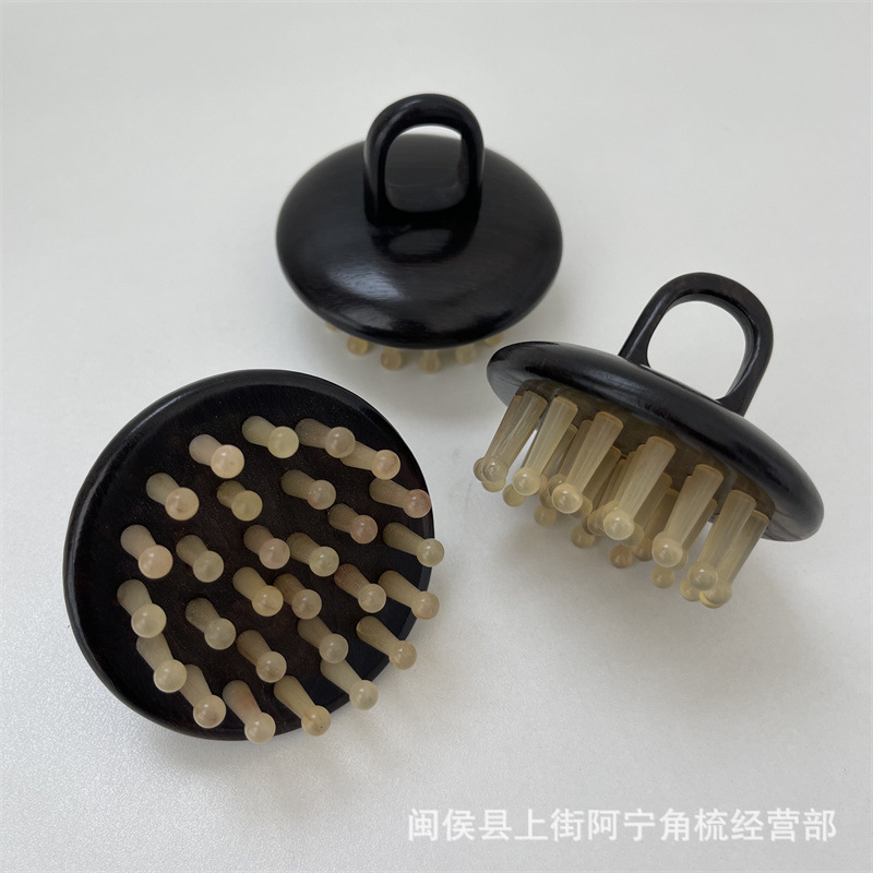 Ebony Wood Meridian Massage Comb 28 Teeth Ring Finger Scalp Comb for Head Therapy Salons Portable key features