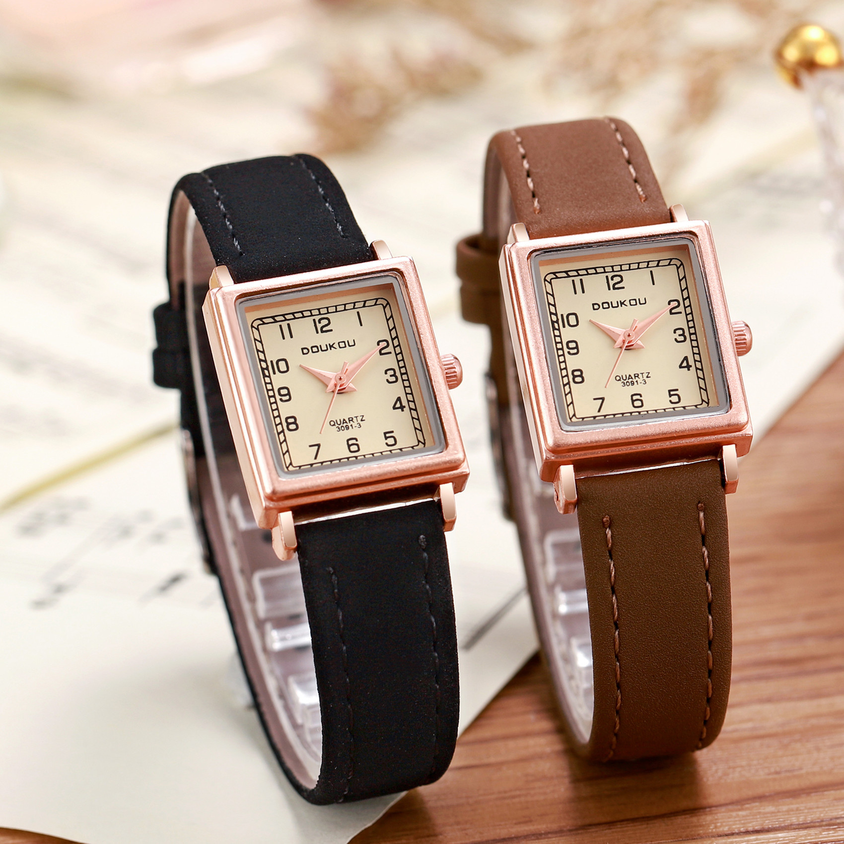 New Style Women's Square Watch Instagram Style Niche Women's Watch Life Waterproof Korean High-end Quartz Watch Cross-border