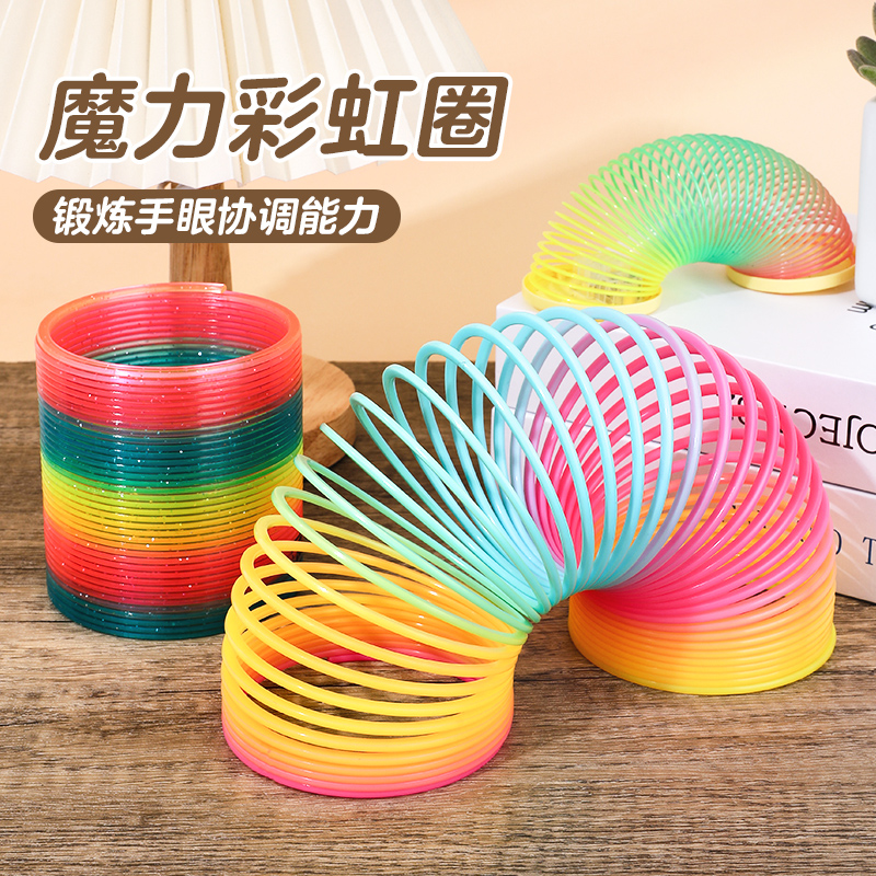 Anillo mágico del arco iris colorido anillo de primavera creativo profesional plegable anillo de primavera niños y niñas niños juguetes educativos