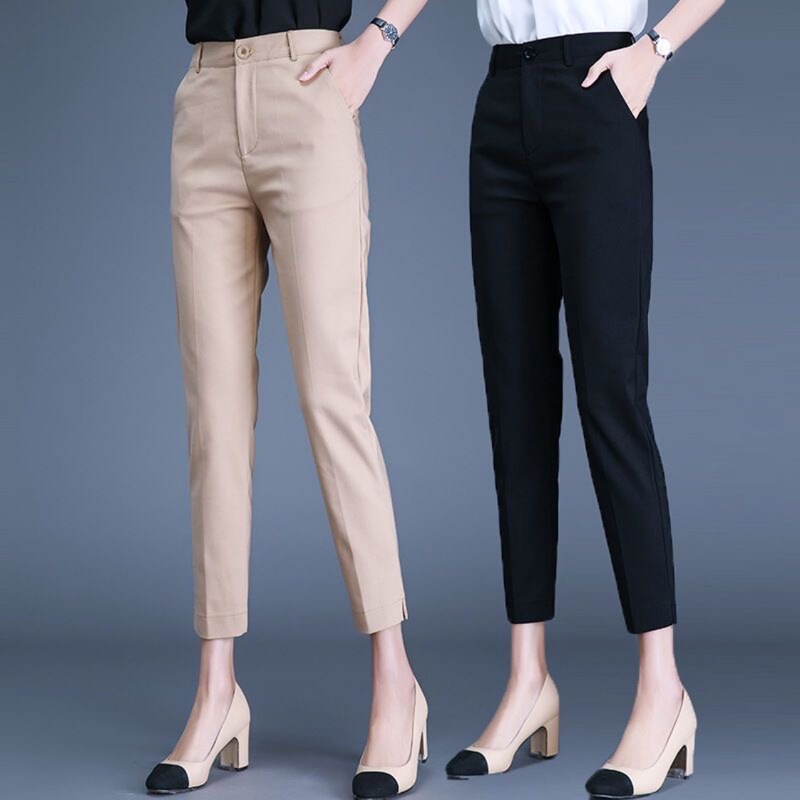 2025 Spring/Summer New Women's Slim Fit Cropped Pants High Waist Slimming Professional Cigarette Pants Black Pants for Women