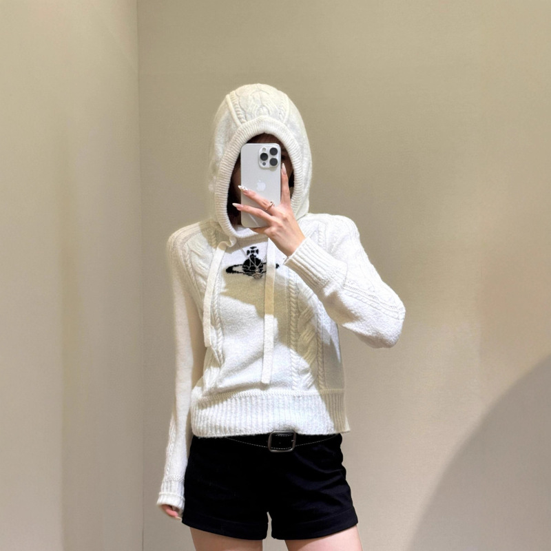 土星提花连帽套头针织衫女2025年秋冬新款绞花软糯毛衣外套女装|undefined