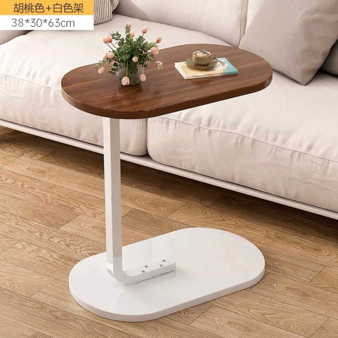 SKU02_월넛컬러 [데스크탑38_28] CM_화이트선반 [60CM 두께의 벽관]