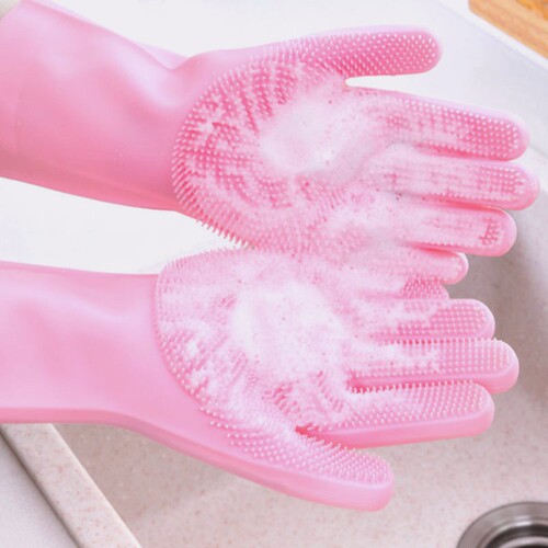 Silicone gloves, multi-functional household gloves, pet bathing gloves, kitchen cleaning and dishwashing gloves for women, thickened kitchen gloves