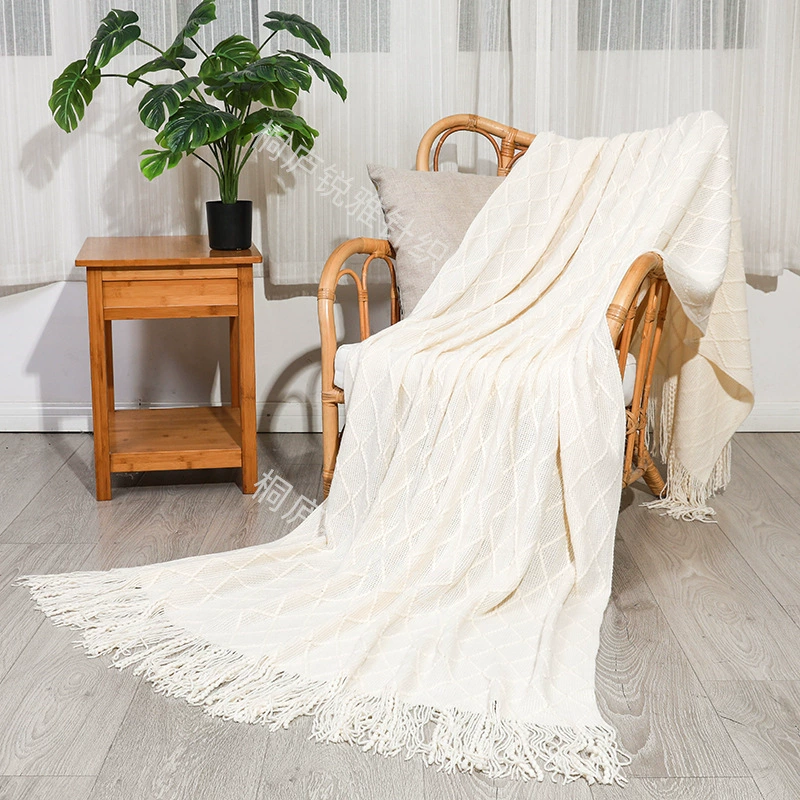 Knitted Throw Blanket, Universal Sofa & Bed, Tassel Edge, Multi-Size/Color Options