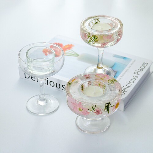 Meimuer tall glass candlestick DIY aromatherapy candle glass empty cup crystal jelly wax dry flower cup